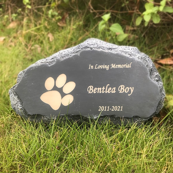 Personalisierte Haustier Gedenkstein Haustier Grabstein Gartenstein, maßgeschneiderte Designs für Hunde, Katzen, Kaninchen, Hamster und alle anderen Tiere