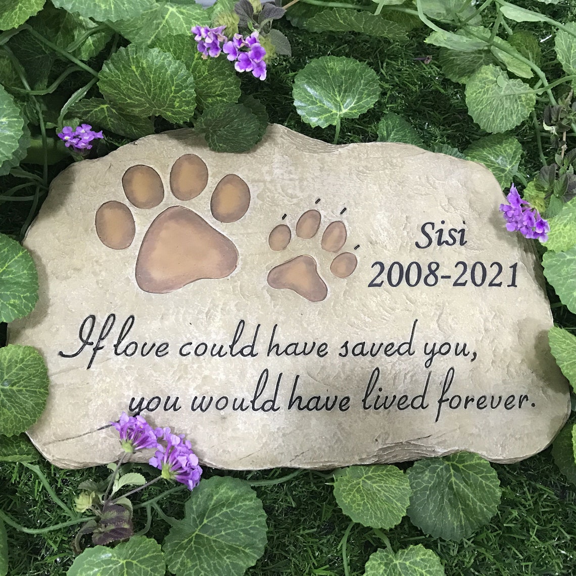 Personalized Pet Memorial Stones Dog Paw Prints Grave Markers Etsy
