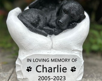 Personalized Resin Pet Cremation Urn for Dog, Custom Pet Dog Ashes Urns, Dog Memorial Keepsake Urn Gift, Engraved with Name and Date
