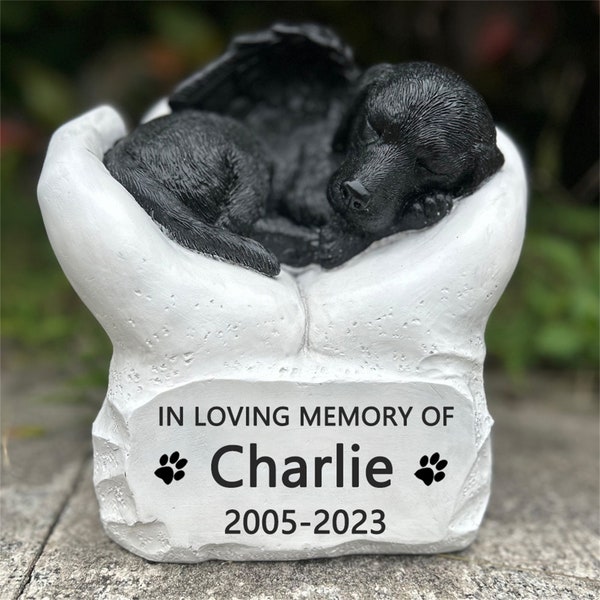 Personalized Resin Pet Cremation Urn for Dog, Custom Pet Dog Ashes Urns, Dog Memorial Keepsake Urn Gift, Engraved with Name and Date