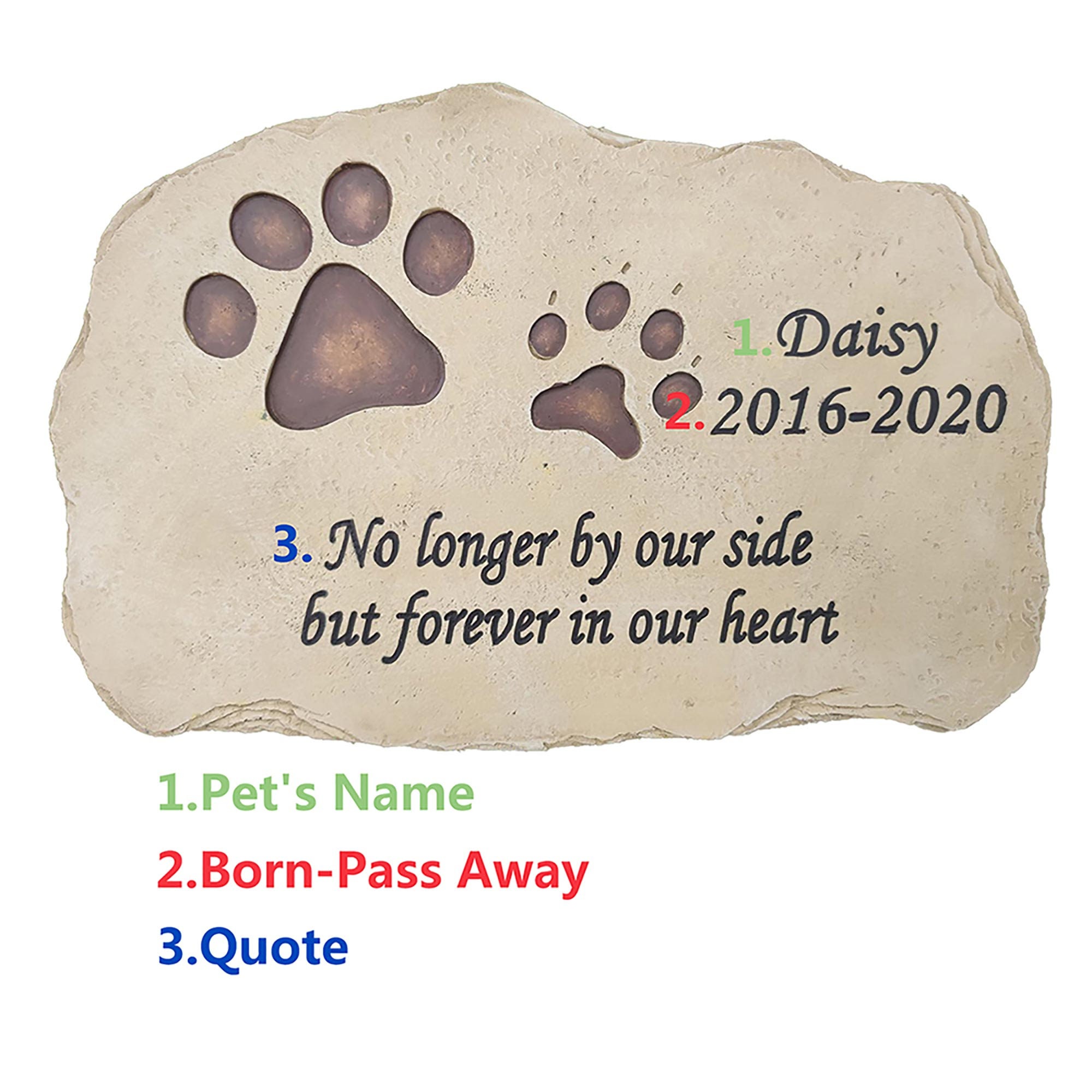 Personalized Pet Memorial Stones Dog Cat Paw Prints Grave Markers ...