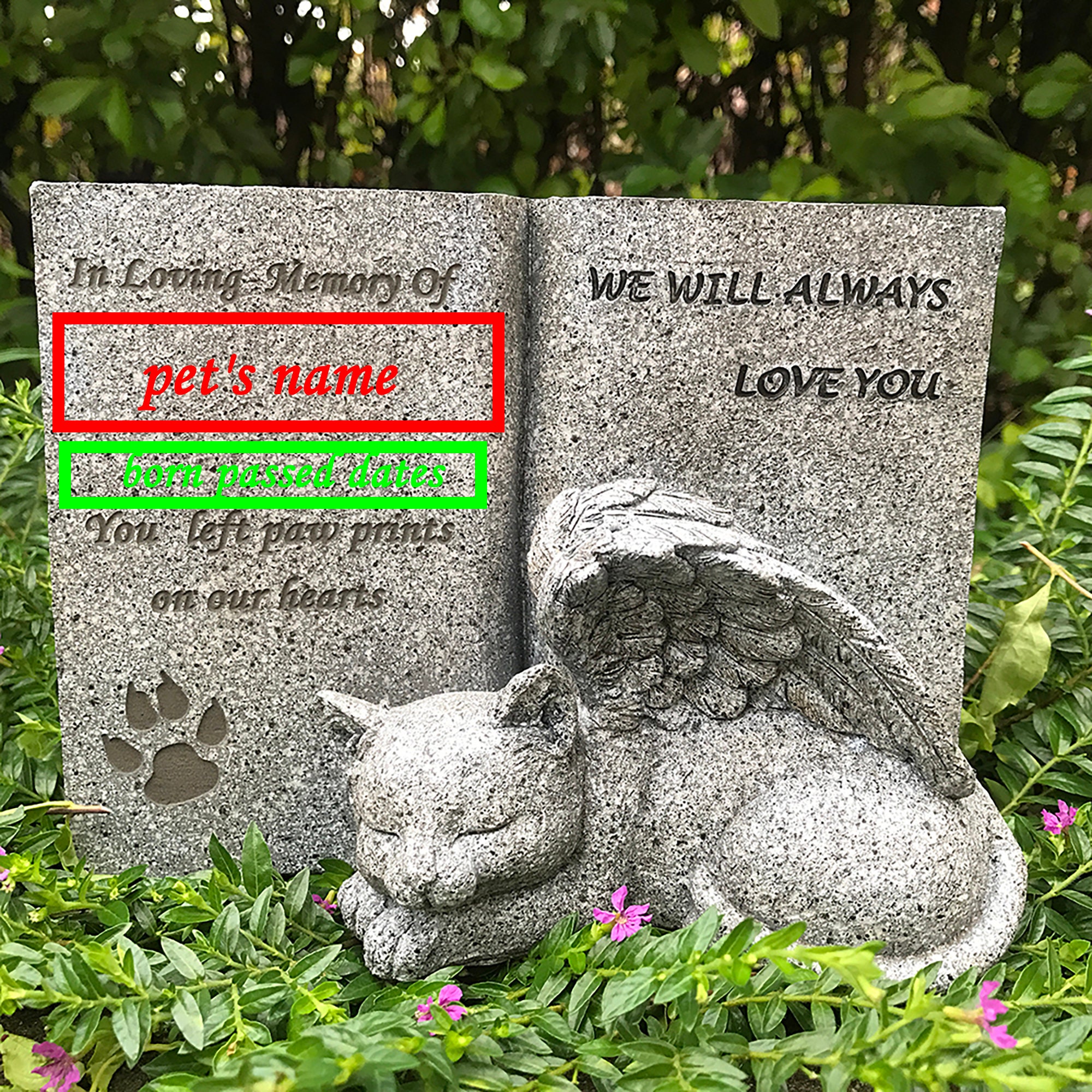 Personalized Cat Angel Pet Memorial Grave Marker Tribute Etsy