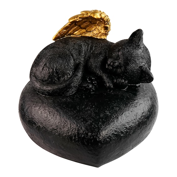 Pet Urn Wooden For Cat Ashes - Medium Size Memorial Box With Angel