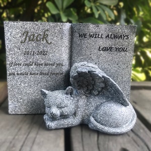 Personalized Pet Tombstone Cat Memorial Stone, Cat Headstone, Cat Grave Marker Garden Stones, Engraved with Name Name, Date, Quote