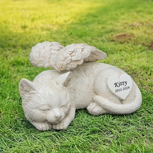 Personalisierte Schlafkatzen-Gartenstatue, Katzenengel-Haustier-Denkmal-Grabmarker-Tribut-Statue, Kopfsteine für Katzen oder den Verlust des Katzensympathiegeschenks.