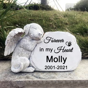 Personalized Dog Angel Pet Memorial Grave Marker Tribute Statue-Pet Headstone Memorial Garden Stone-Forever in My Hearts