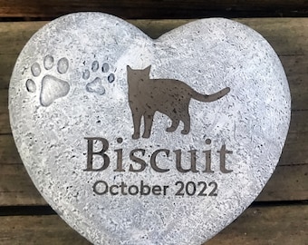 Personalized Dog Pet Memorial Stone, Heart Shaped Dog Cat Pet Grave Marker, Pet Paw Memorial Tombstone Garden Stone,Sympathy Pet Loss Gift