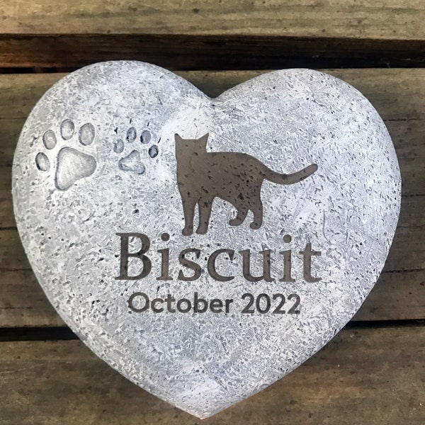 Personalized Dog Pet Memorial Stone, Heart Shaped Dog Cat Pet Grave Marker, Pet Paw Memorial Tombstone Garden Stone,Sympathy Pet Loss Gift
