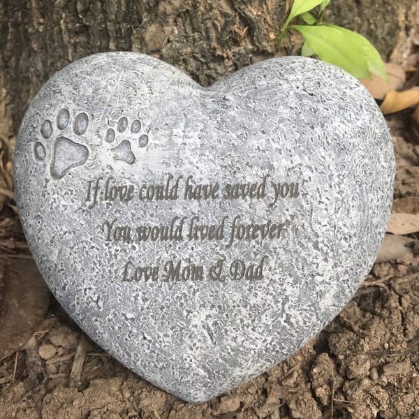 Personalized  Pet Memorial Stones, Heart Shaped Dog Grave Marker, Custom Dog Garden Tombstone with Any Message-Pet Sympathy Gift