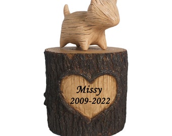 Personalized Pet Memorial Box Urns For Dog Ashes, Resin Pet Memorial Keepsake Cremation Urns With Small Dog Statue, Dog Loss Gifts