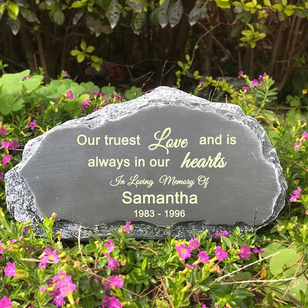 Personalisierter Erinnerungsgarten Dekorativer Stein Individualisierter Sympathie Garten Marker Gedenkstein für geliebte Menschen, Haustier, Babys, Paare Eltern