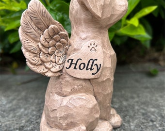 Personalized Dog Angel Memorial Figurine, Custom Memorial Pet Dog Statue, Engrave Dog Memorial Gifts, Losing A Dog Sympathy Gift