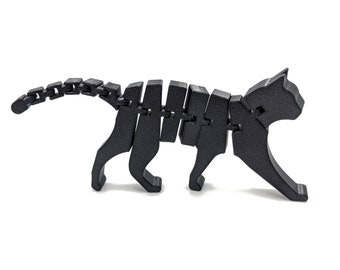 3D Printed Black Cat Flexible Statue- Made to Order