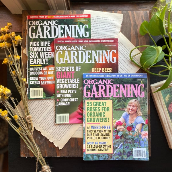 Vintage gardening magazines | Organic gardens | Cottage inspiration | Gift for gardeners | Springtime reading | 1990's aesthetic