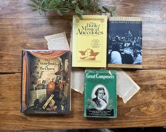 Conjunto de livros de música clássica vintage – Ópera e compositores – 1940-1992 – Kit de presente de história da música