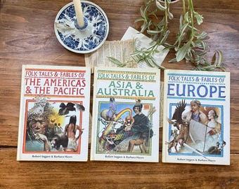 Conjunto de 3 livros de capa dura com contos populares e fábulas infantis – Ásia, Europa e Américas | Robert Ingpen
