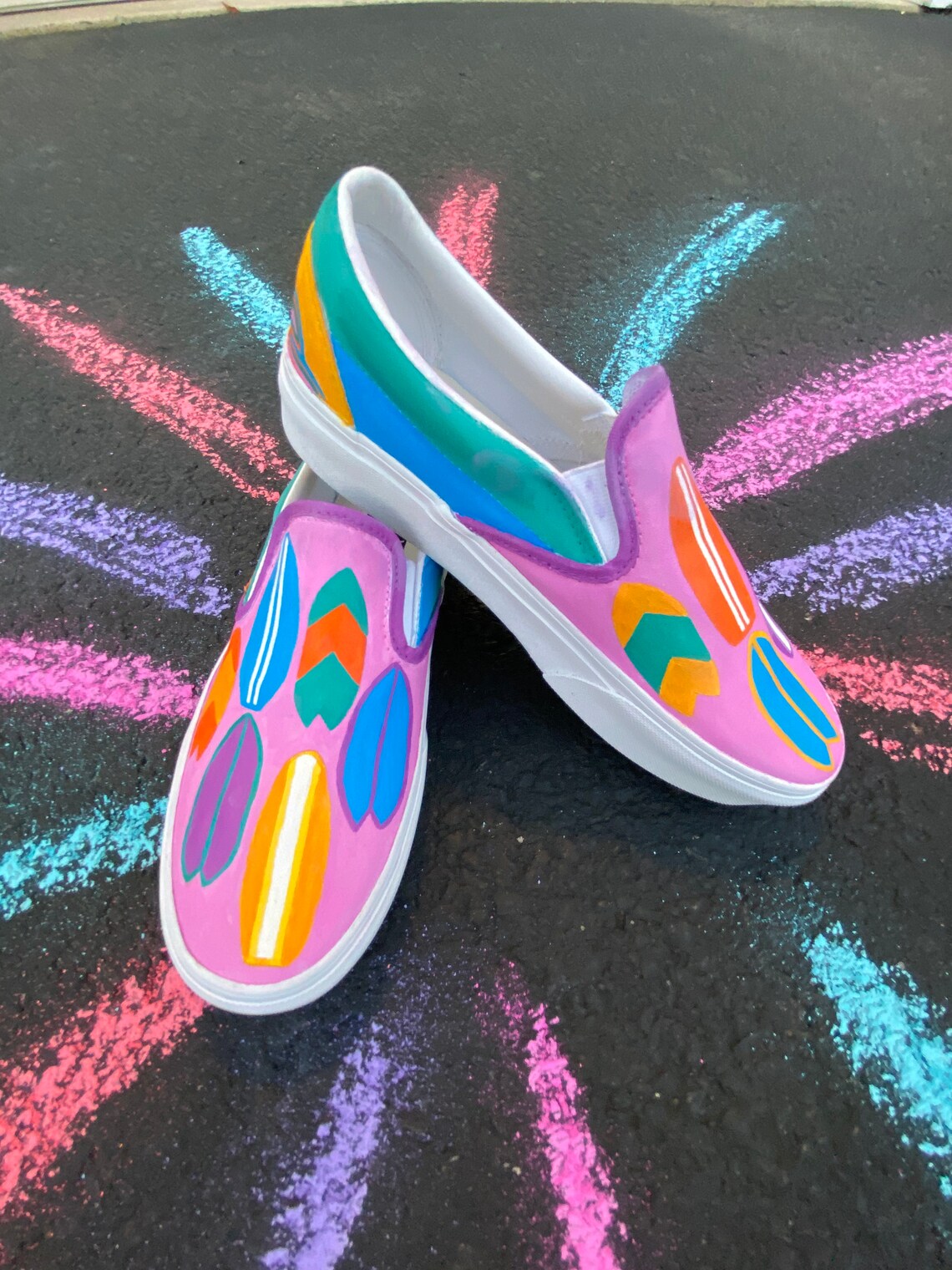 70s Surf Artinspired Handpainted Vans Etsy