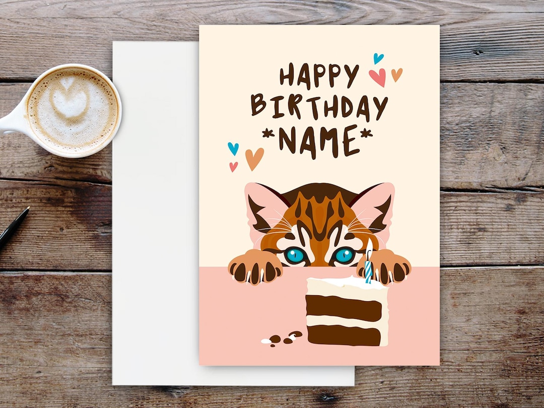 Personalised Tabby Cat Birthday Card. Kitten Lover Gift. - Etsy UK