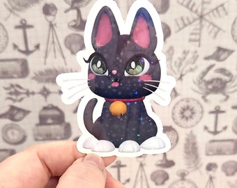 Holo Glitter Kitty Die Cut Sticker – Waterproof Vinyl Decal