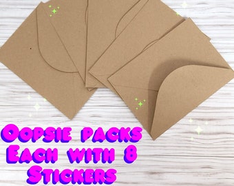 Oopsie sticker packs die cut. Surprise pack. 8 pcs bundle