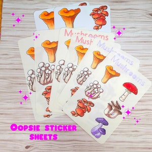 Oopsie Mushroom sticker sheets kiss cut