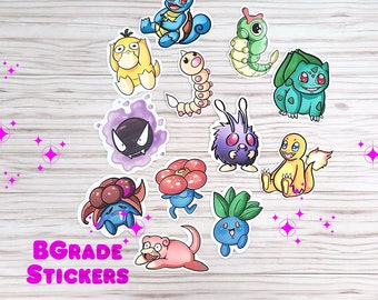 B grade 12 pcs Sticker set -Poke buddies die cut cute sticker