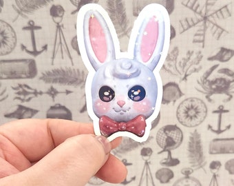 Holographic Glitter Bunny Sticker, Waterproof Die Cut Vinyl Decal