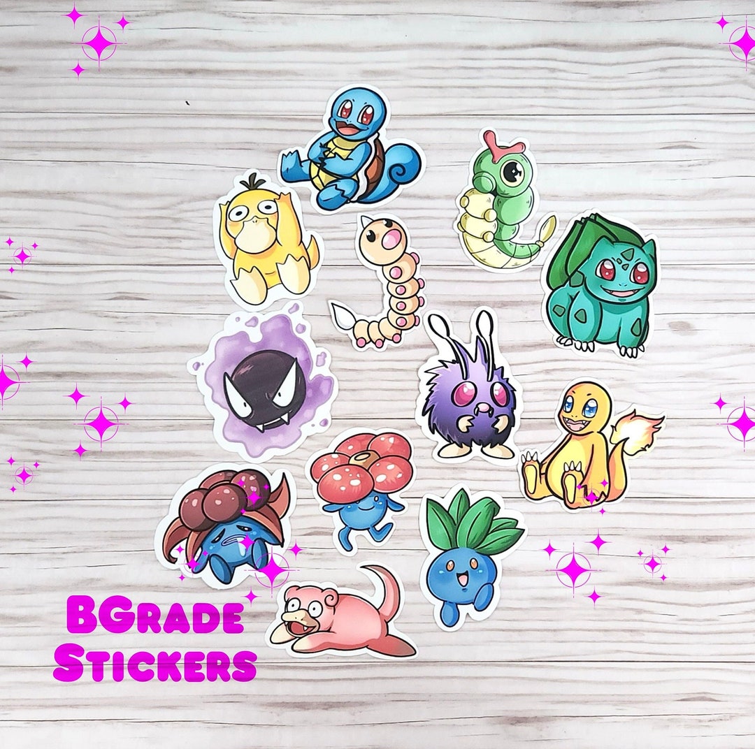 B Grade 12 Pcs Sticker Set -poke Buddies Die Cut Cute Sticker - Etsy