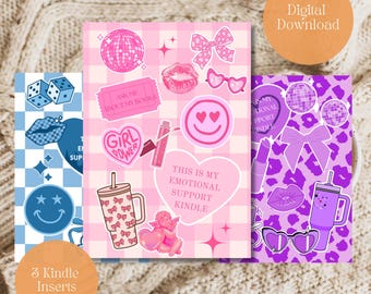 Pink Gingham Kindle Insert | Digital Printable eReader Decor |Aesthetic Kindle Case Insert|Kindle Paperwhite Oasis Scribe Download | Bookish