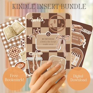 Inserto Kindle Gingham / Decorazione Kindle Cozy Bookish / Inserto stampabile per Kindle Paperwhite, Oasis e Scribe / Download digitale per eReader estetico