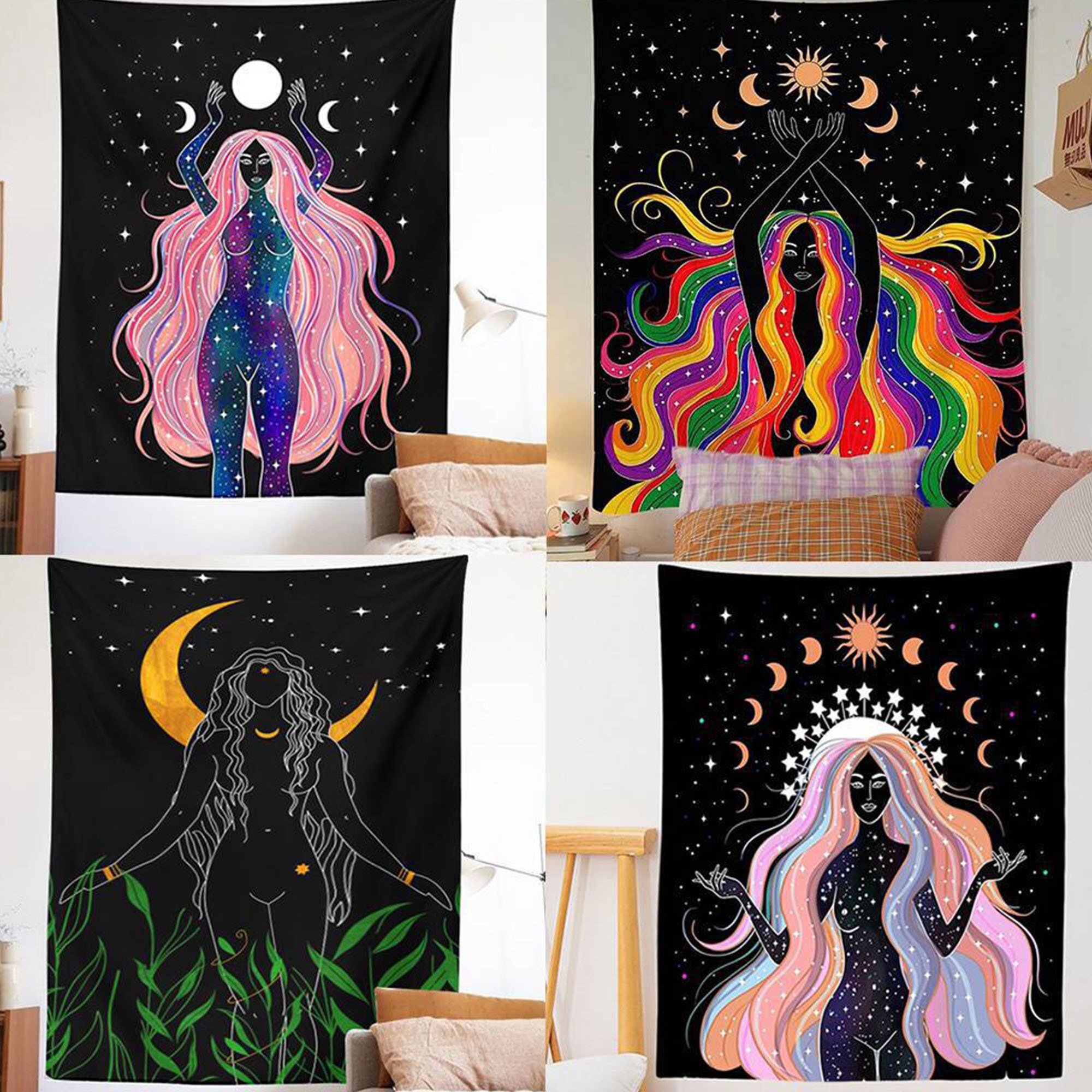 Autumn Ruminations Abstract Gold Rose Glory Wall Tapestry Hanging Art