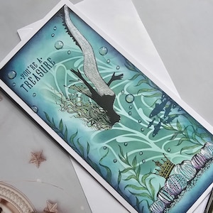 Carte sirène faite main, carte « tu es un trésor », carte d'anniversaire, carte vierge, carte fille, carte magique, carte magique, carte de voeux