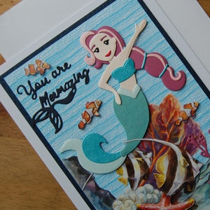 Cartes de sirène faites main (modèles divers), Sous la mer, carte d'anniversaire, carte vierge, carte de fille, carte magique, carte de voeux, Mermazing.