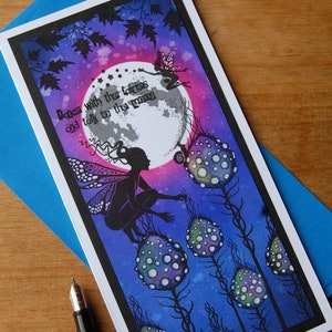 Carte de fée faite main, fées dansant au clair de lune (différents modèles), carte d'anniversaire, carte magique, carte vierge, carte de voeux, pour elle