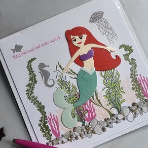 Handmade Mermaid Cards (Various Designs), Under the sea, birthday card, blank card, girl&#39;s card, magical card, wishes card.