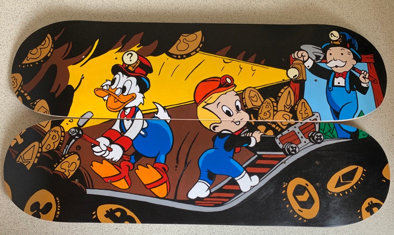 2 x Hand Painted Skateboard Decks - design is hotsell copied from Alec Monopoly