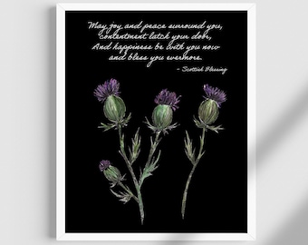 Scottish Thistle Watercolor Print- Scottish Blessing