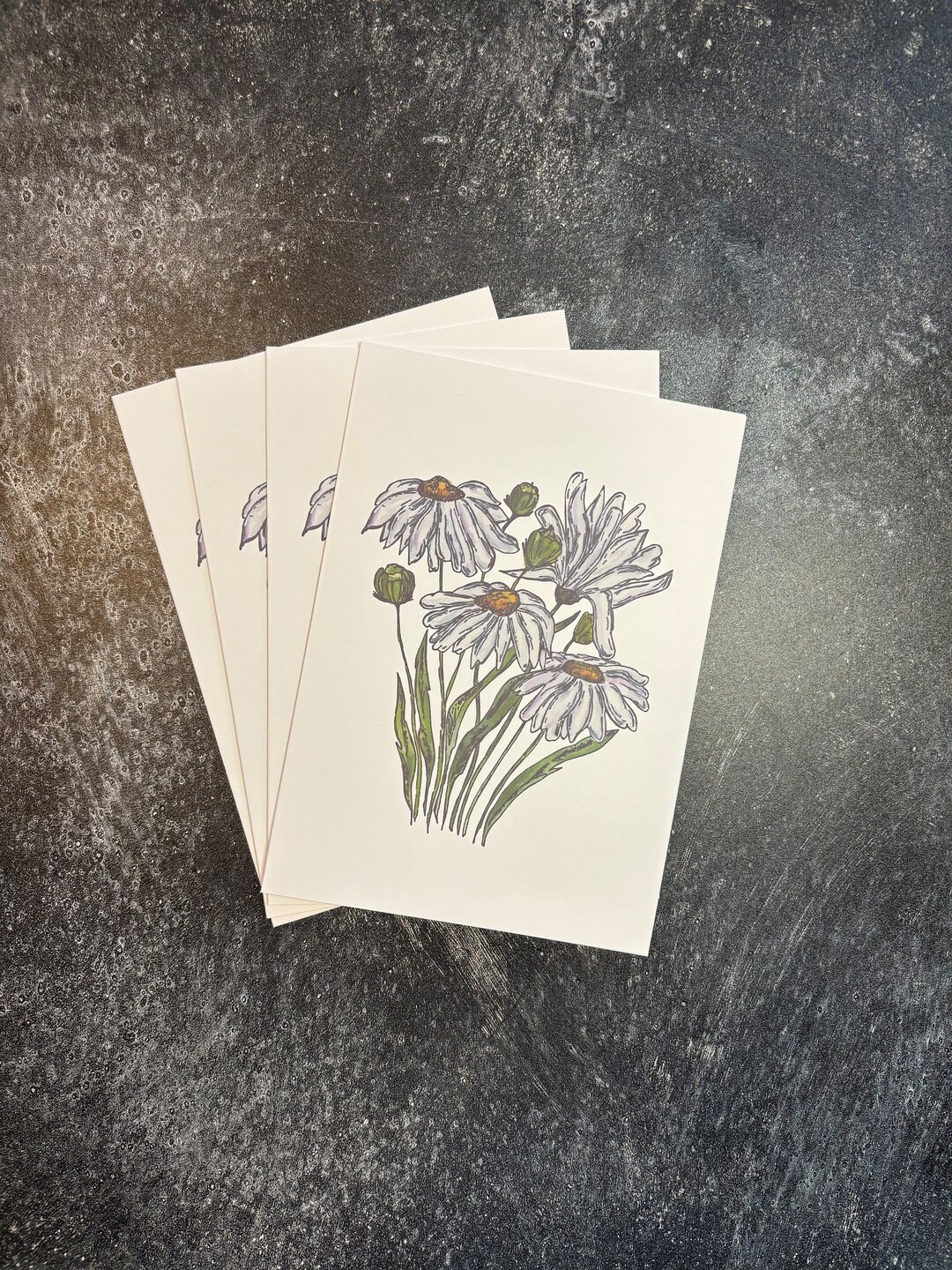 Set of 4 Watercolor Blank Greeting Cards - Daisy Cards - Etsy