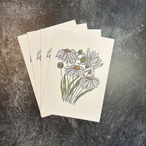 Juego de 4 tarjetas de felicitación en blanco con acuarela - Daisy Cards