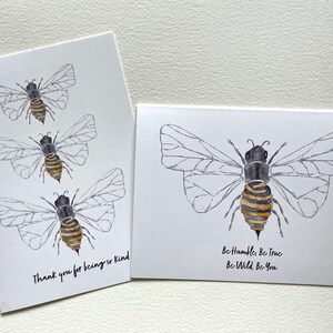 Conjunto de 8 cartões de felicitações de abelhas - impressão em aquarela