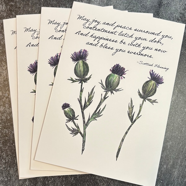 Set of 4 watercolor Blank Greeting cards - Scottish Blessing