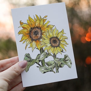 Jeu de cartes de tournesol aquarelle