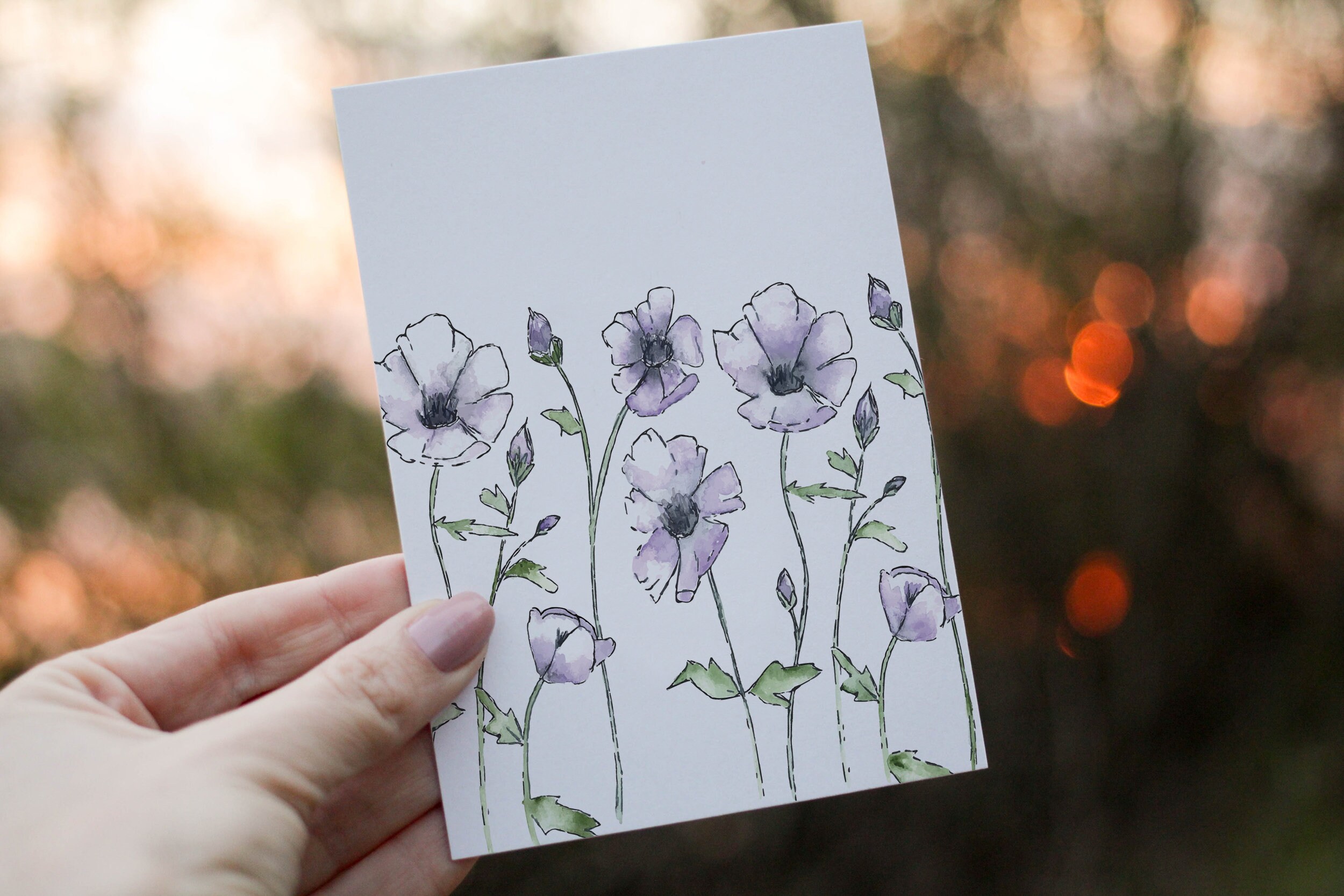 Set of 8 Blank Watercolor Greeting Cards Flowers - Etsy