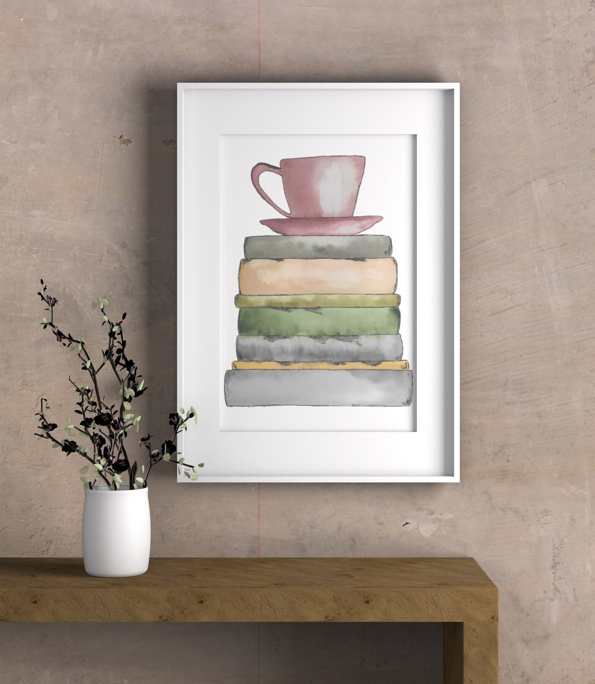 Book Stack Print - Etsy