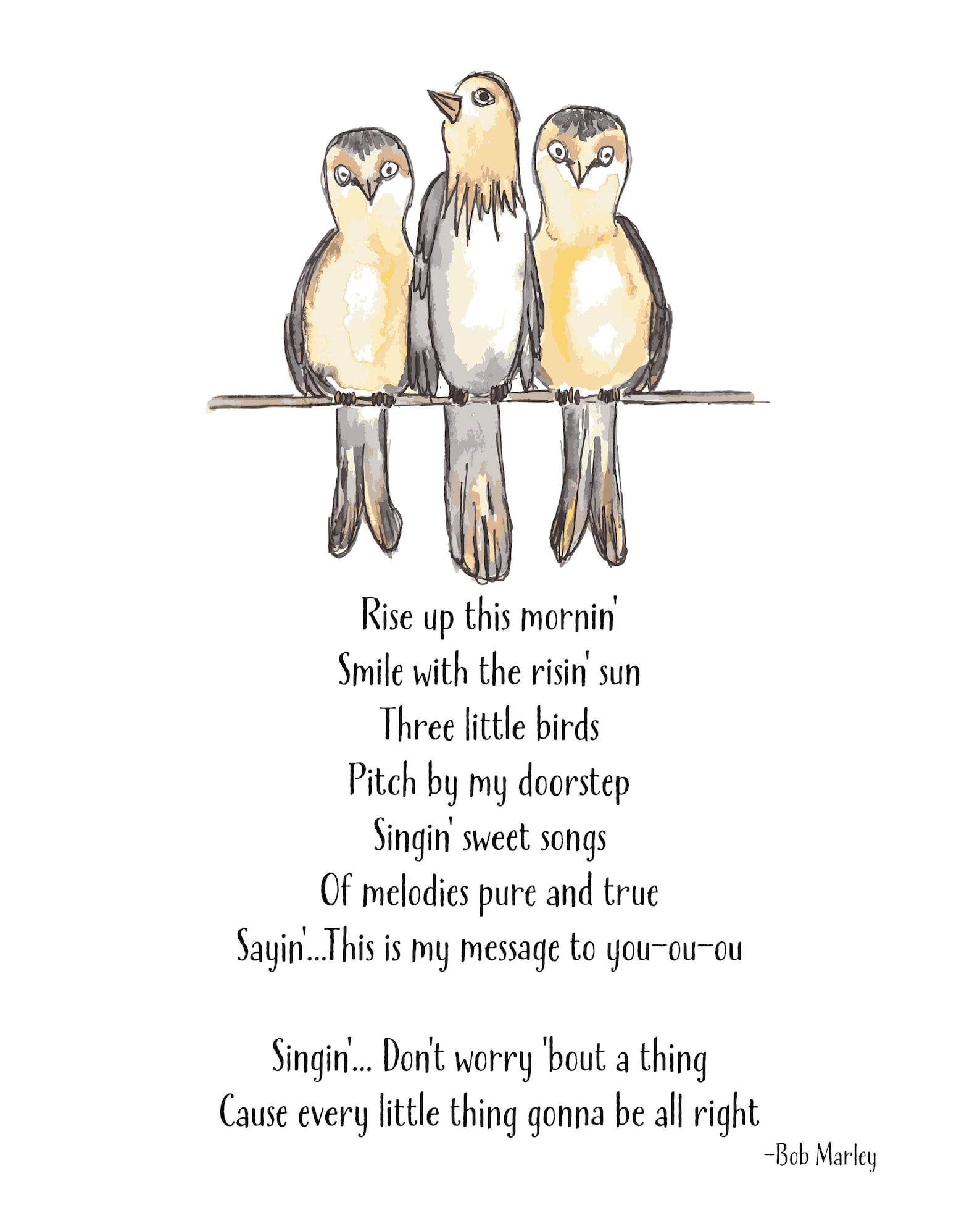 lyrics for three little birds by bob marley