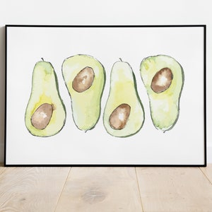4 Avocado Watercolor Print