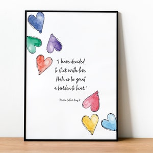 Sticking with Love Martin Luther King Jr. - Rainbow Hearts - aquarel Pride Print