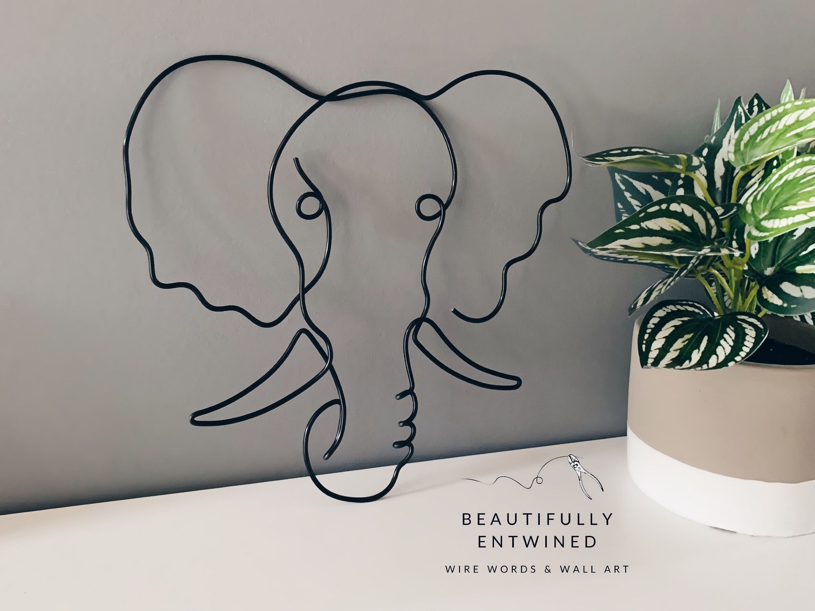 Elephant Wire Wall Art Home Decor Nursery Bedroom Jungle Etsy