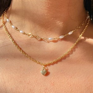 gold heart necklace, 18k gold plated, twisted rope chain necklace, mini heart necklace, y2k jewelry, everyday necklace, minimalist necklace