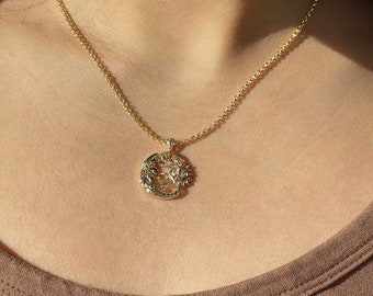 half sun half moon necklace | 18k gold plated, tarnish resistant, gold sun necklace, gold pendant, indie jewelry, y2k necklace, celestial